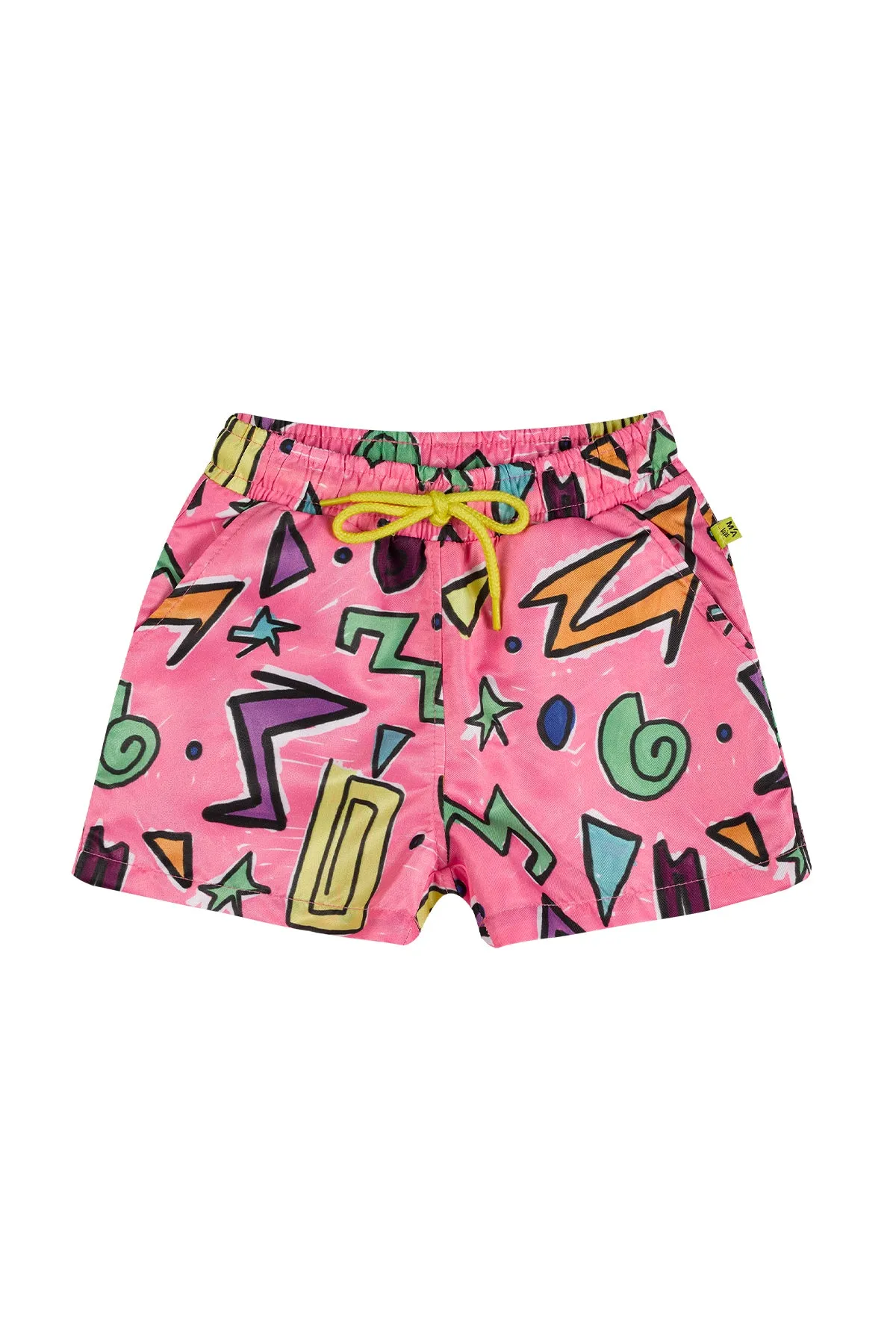 PINK SQUIGGLE PRINT SWIM SHORT