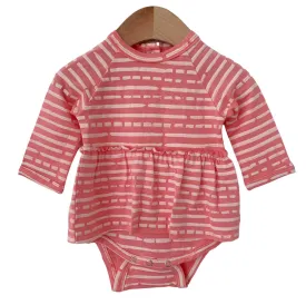 Pink Stripe Long Sleeve Skirted Bodysuit