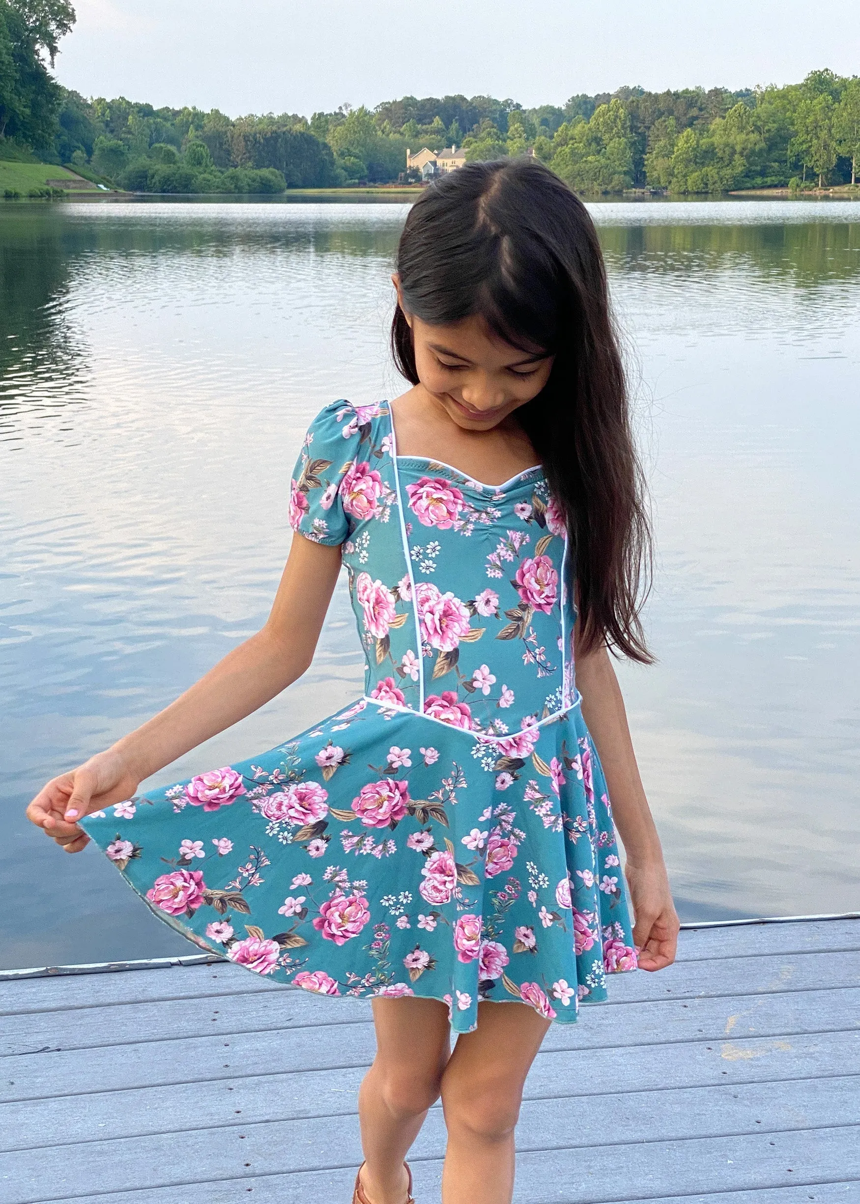 princess swim dress in bella rose - sample