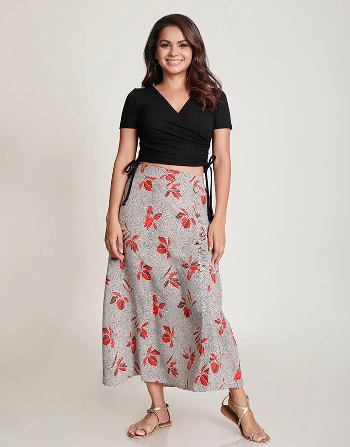 Printed Midi Skirt