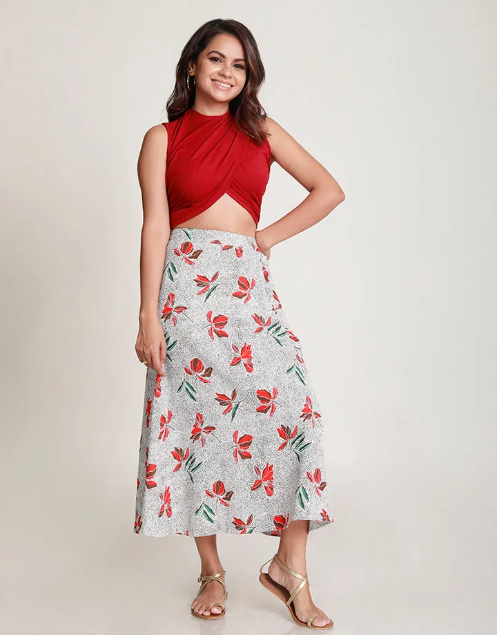 Printed Midi Skirt