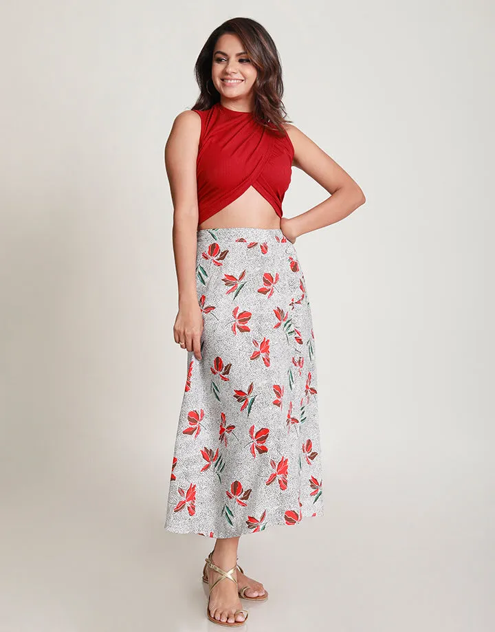 Printed Midi Skirt