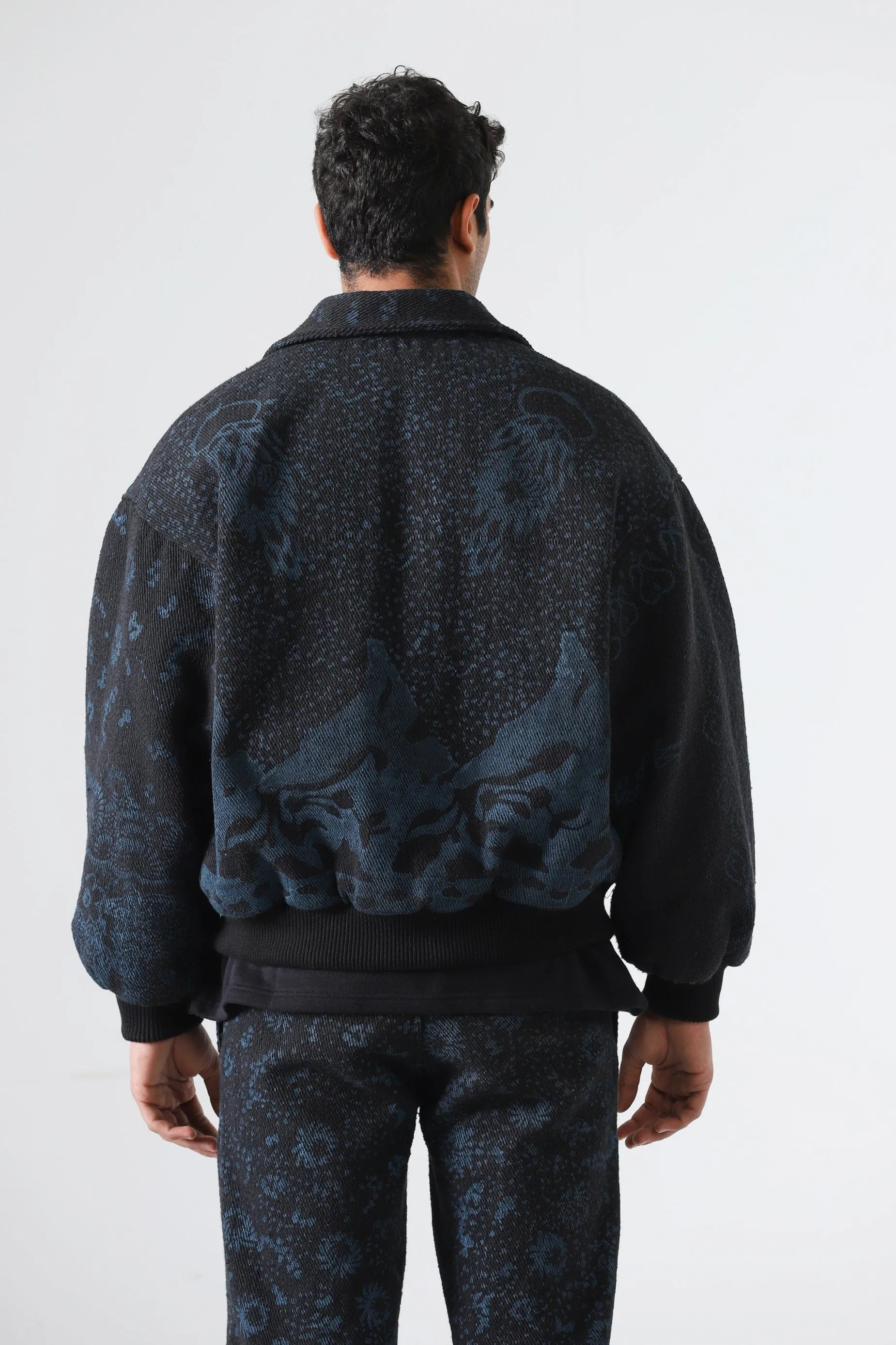 "EYE OF THE STORM" BLOCK PRINT BOMBER JACKET