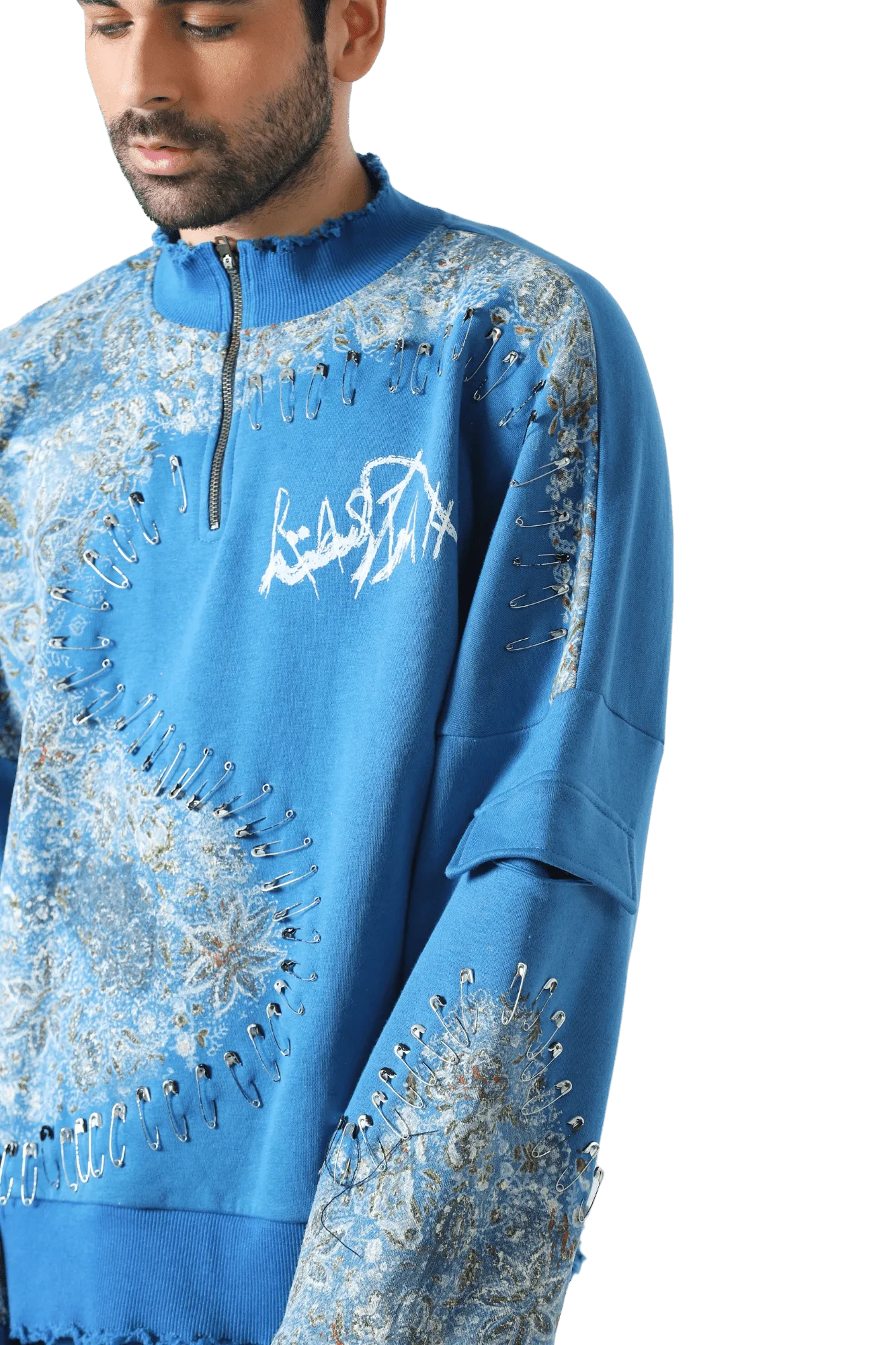 "WAVES OF STEEL" BLOCKPRINT SWEATSHIRT