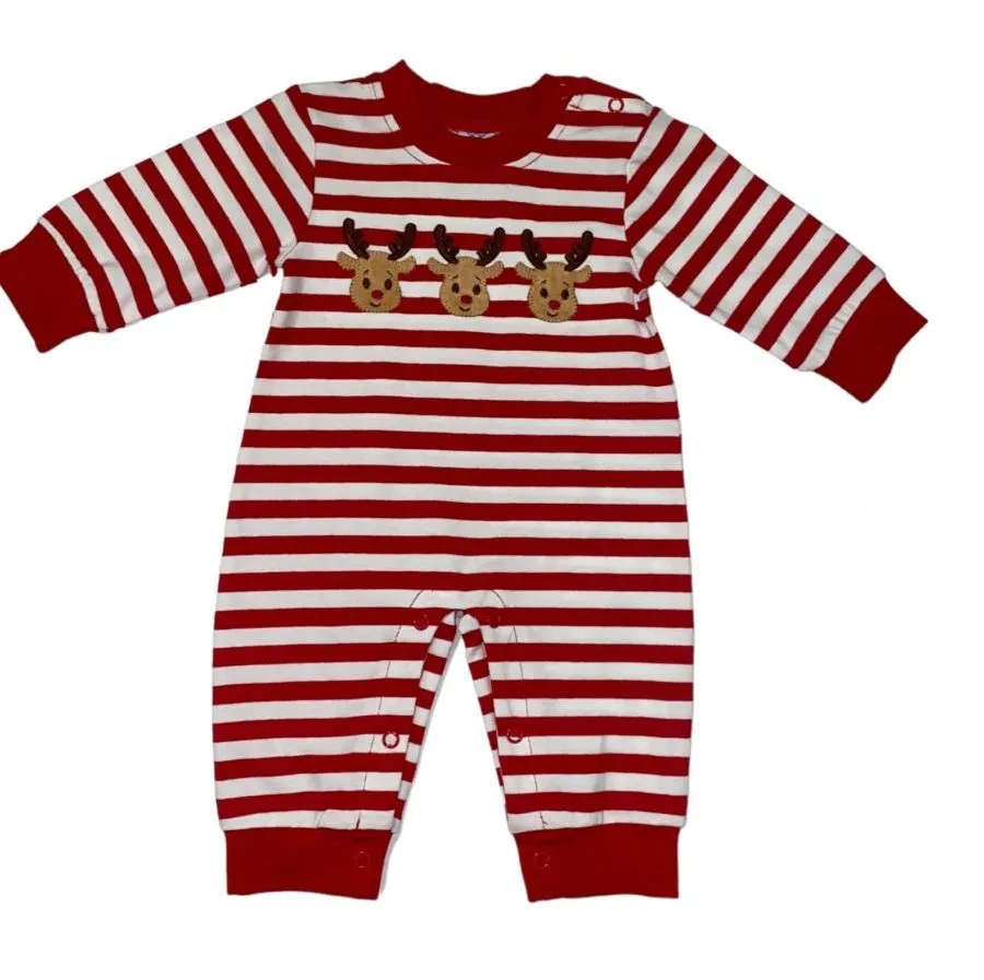 Reindeer Applique Girls Romper