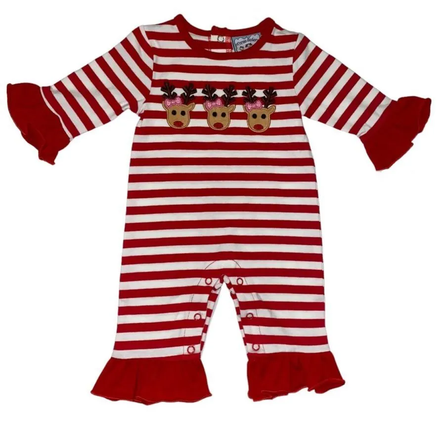 Reindeer Applique Girls Romper