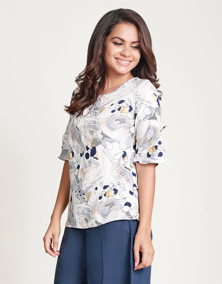 Round Neck Printed Top