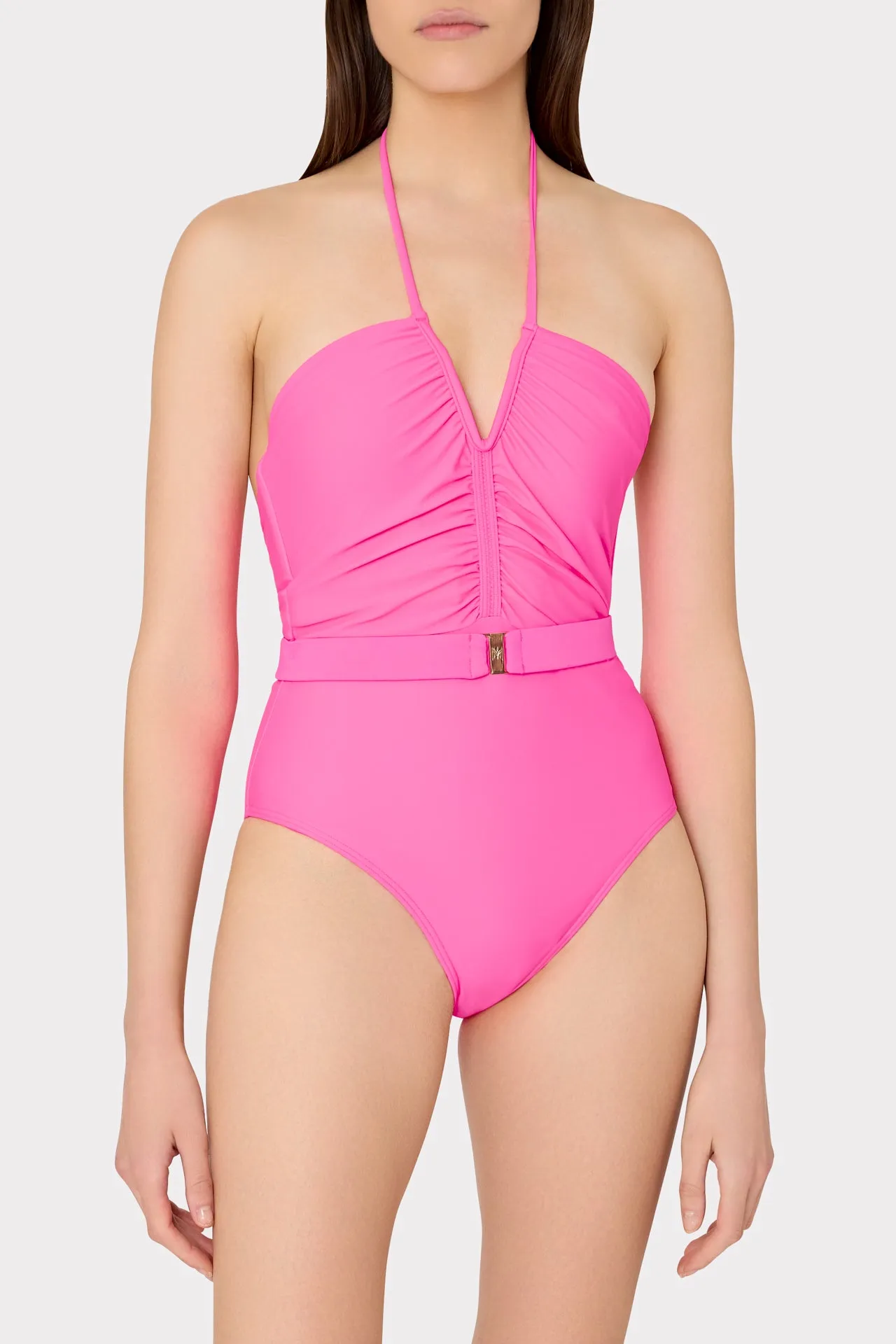 Ruched Halter One Piece