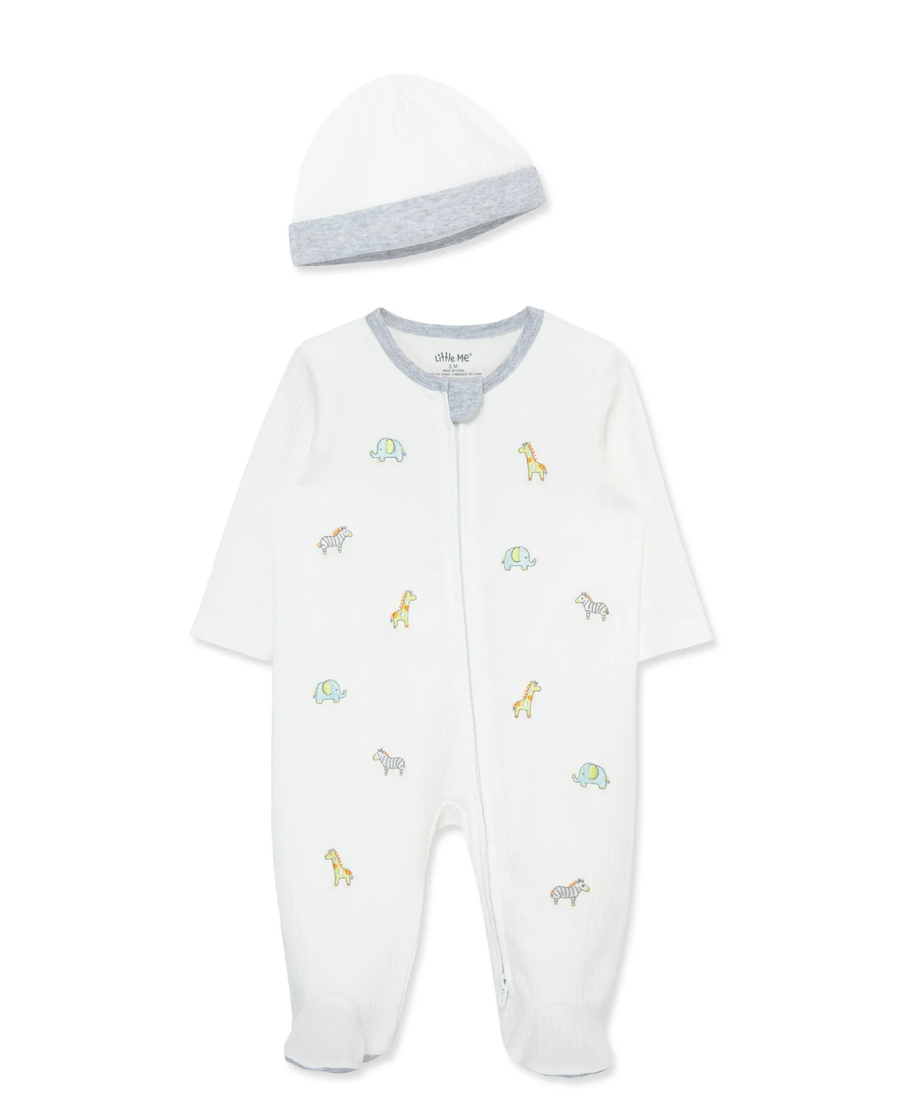 Safari 2-Way-Zip Footed One-Piece & Hat