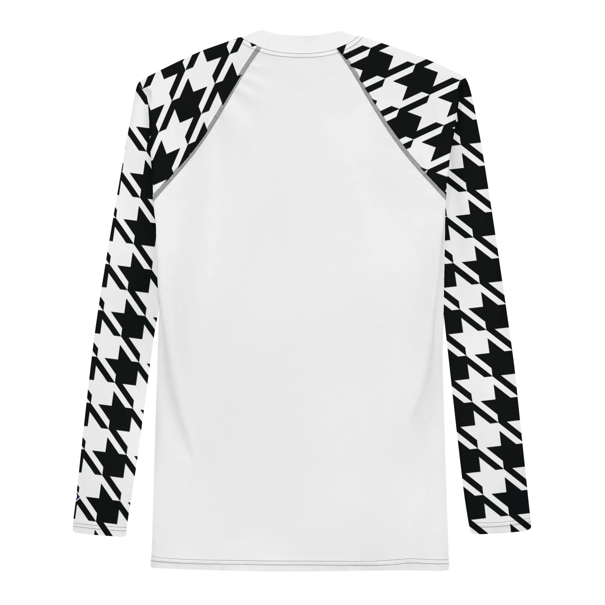 Sharp Style: Men's Houndstooth BJJ Compression Shirt Blanc