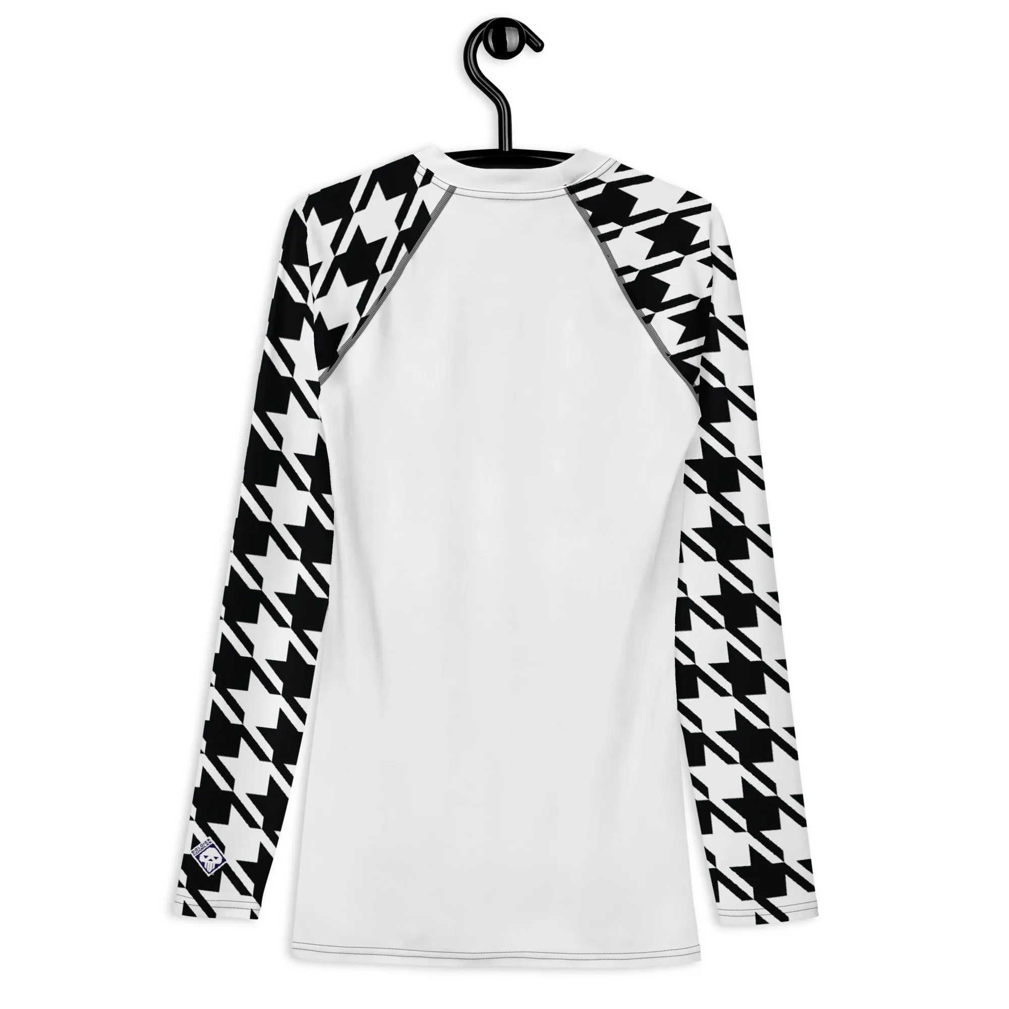 Sharp Style: Men's Houndstooth BJJ Compression Shirt Blanc