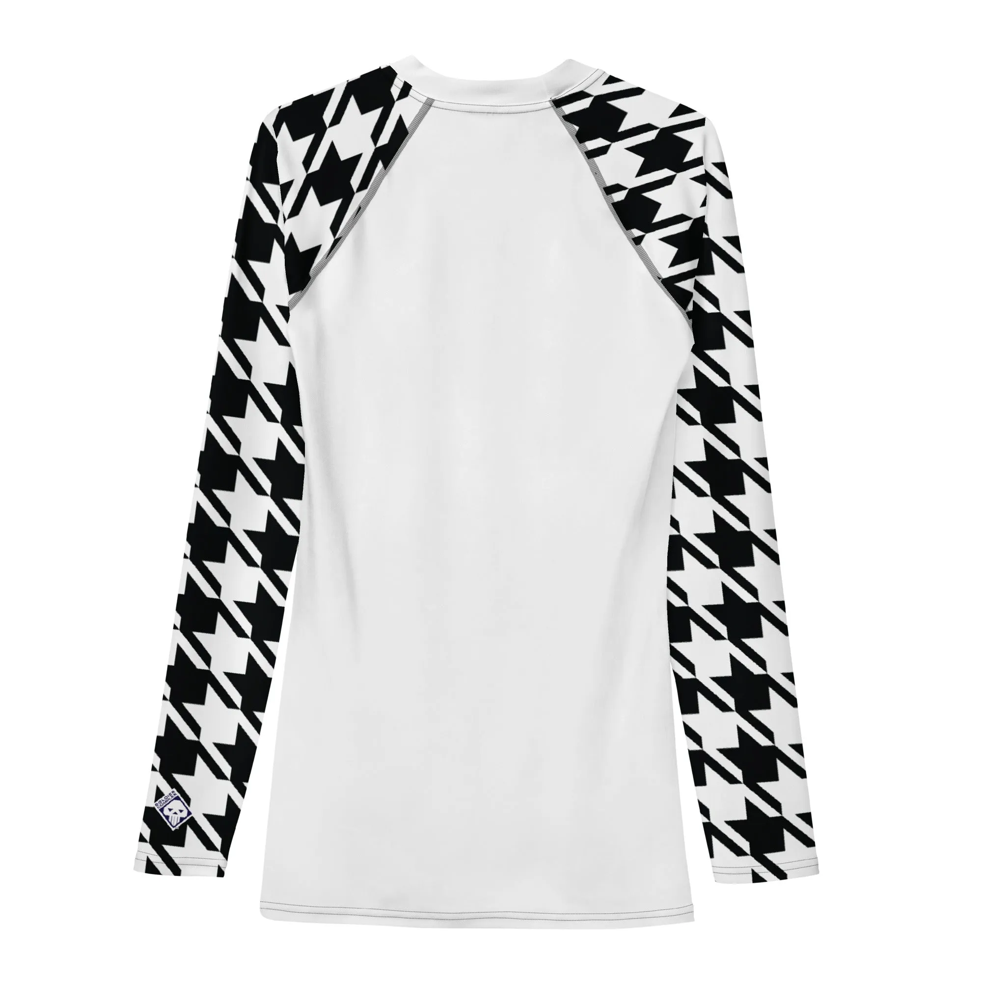 Sharp Style: Men's Houndstooth BJJ Compression Shirt Blanc