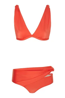 Solid Bikini With Knot Detail