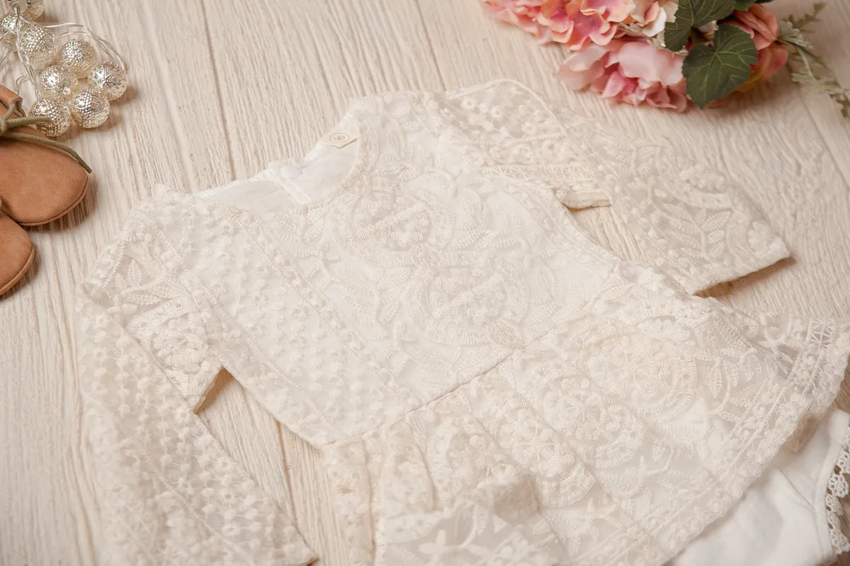 Stacey Lynn Ivory Lace Skirted Romper