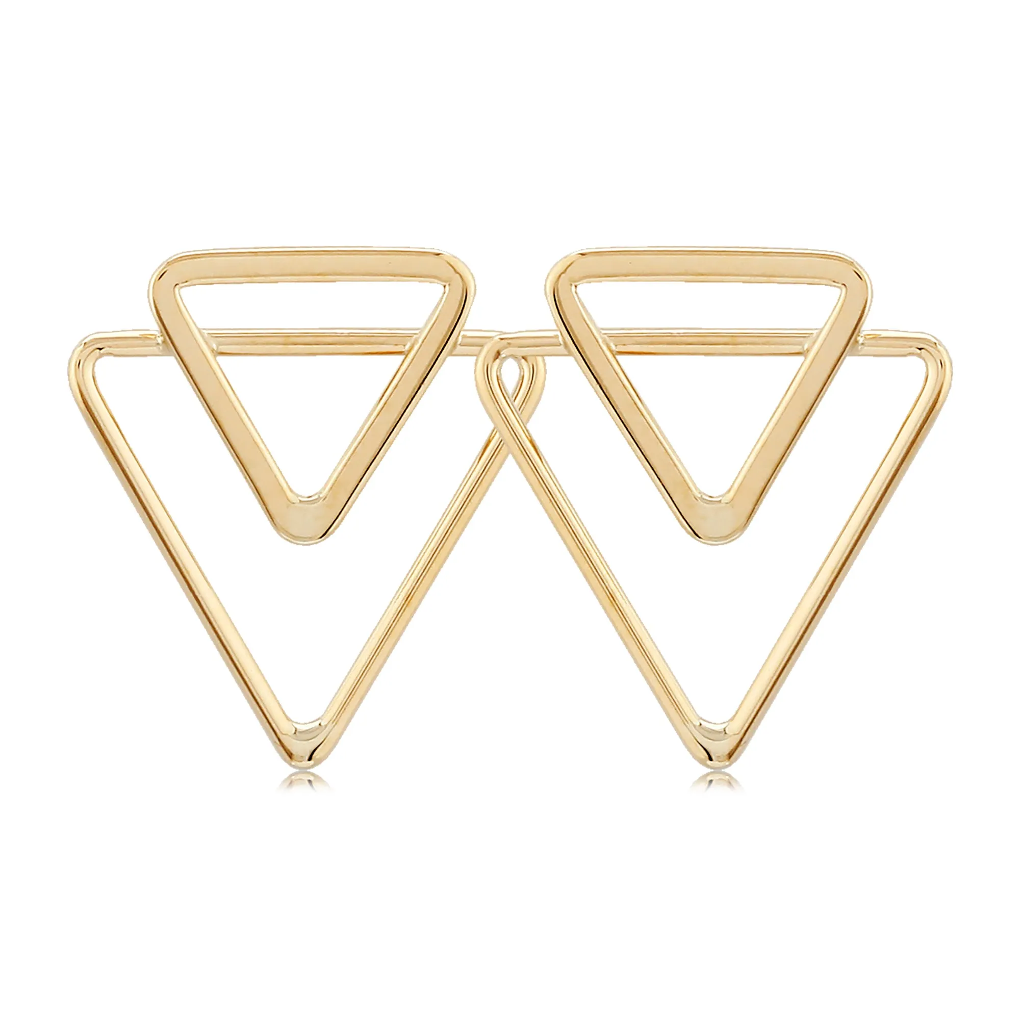 Triangle Geometric Yellow Gold Earrings