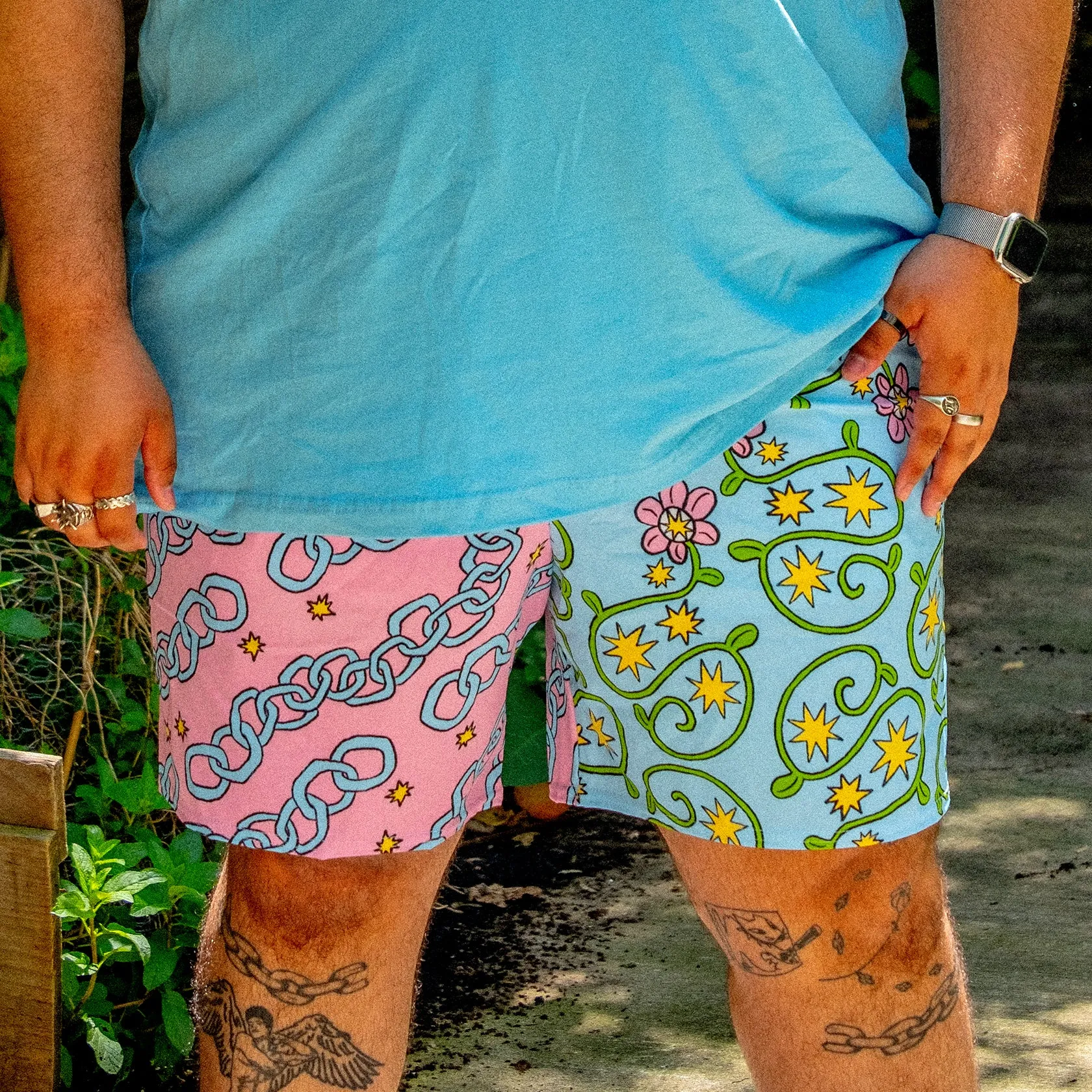 UB x SOFTPRINTS Flower Chain Swim Trunks