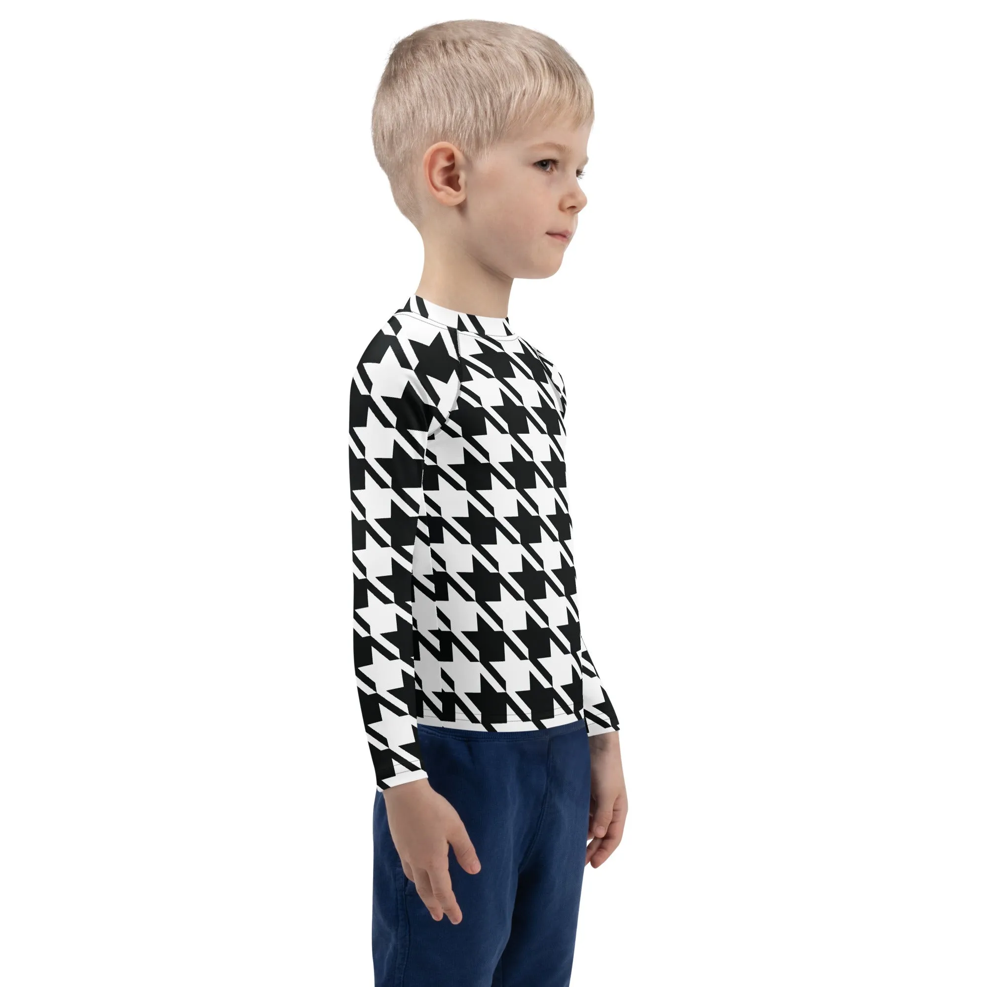 Ultimate Performance: Boy's Houndstooth Long Sleeve BJJ Rash Guard