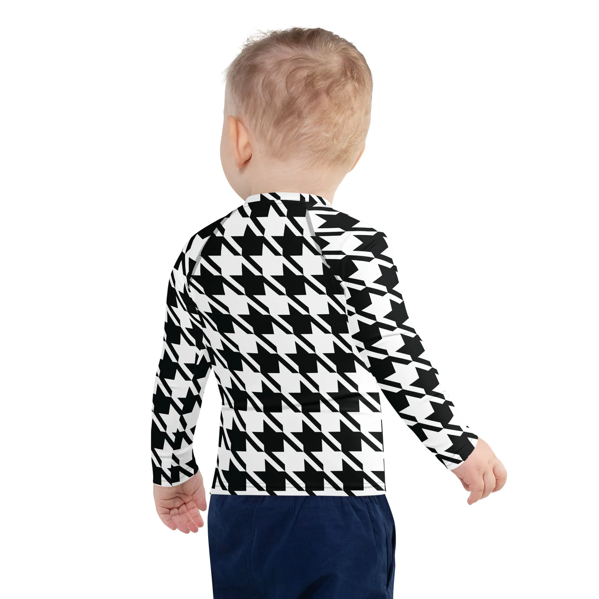 Ultimate Performance: Boy's Houndstooth Long Sleeve BJJ Rash Guard