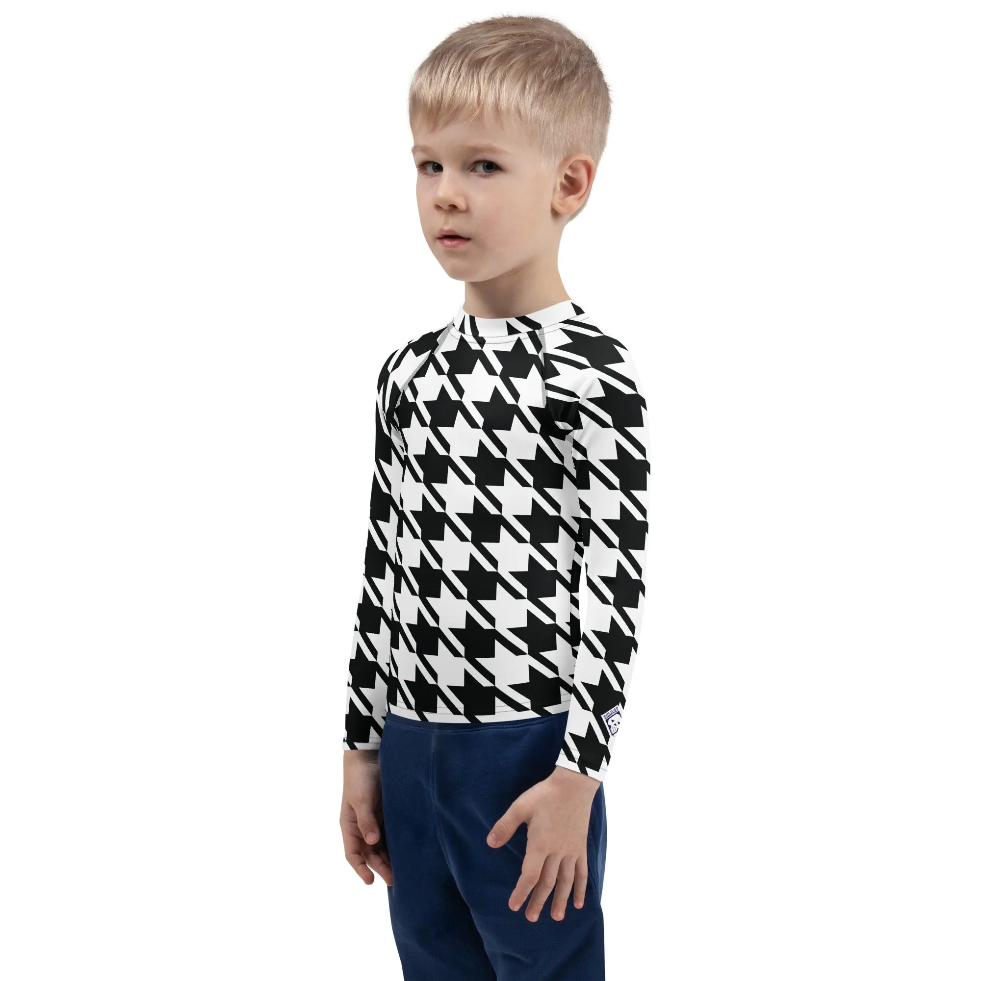 Ultimate Performance: Boy's Houndstooth Long Sleeve BJJ Rash Guard