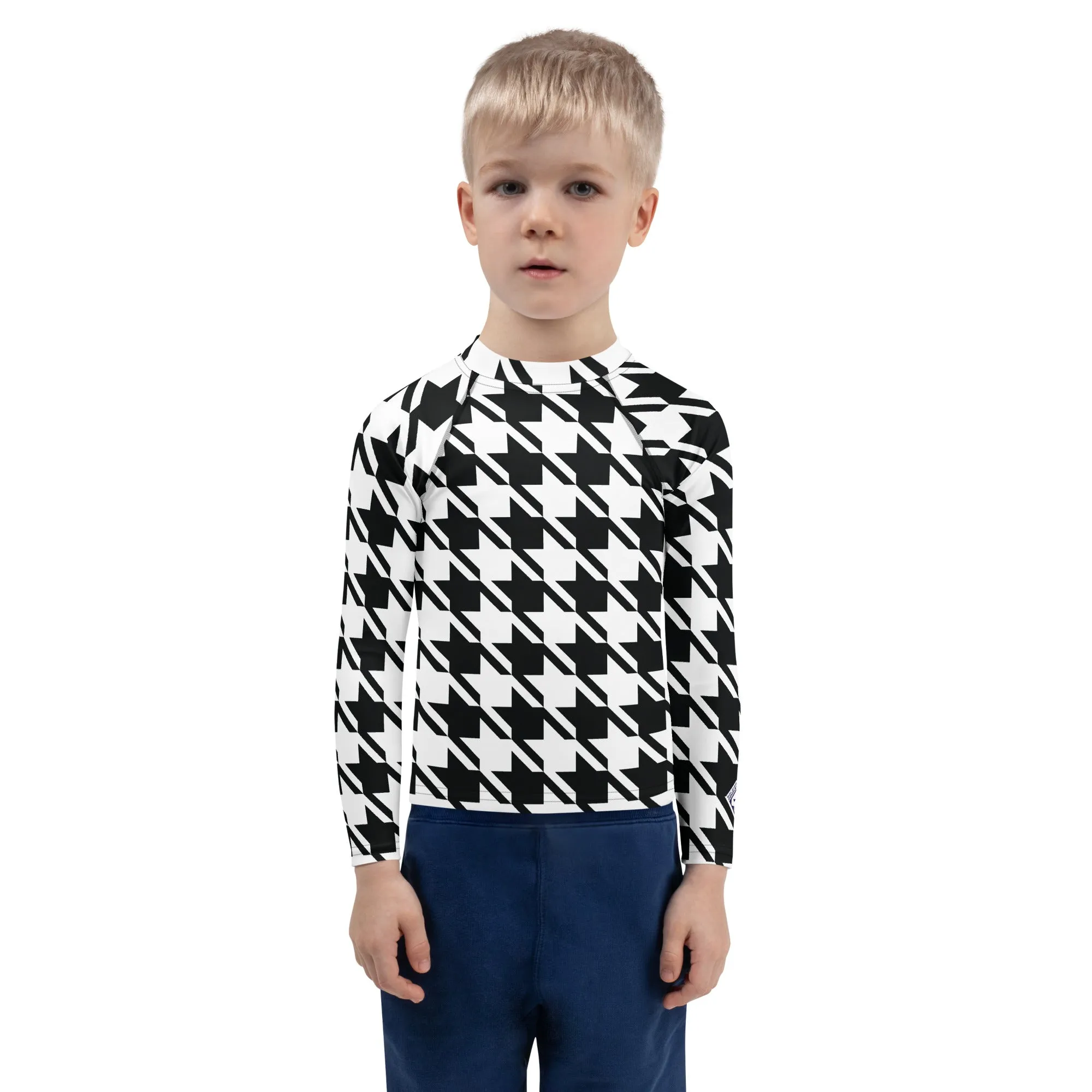 Ultimate Performance: Boy's Houndstooth Long Sleeve BJJ Rash Guard