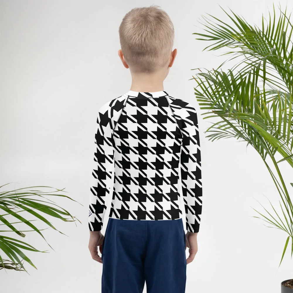 Ultimate Performance: Boy's Houndstooth Long Sleeve BJJ Rash Guard