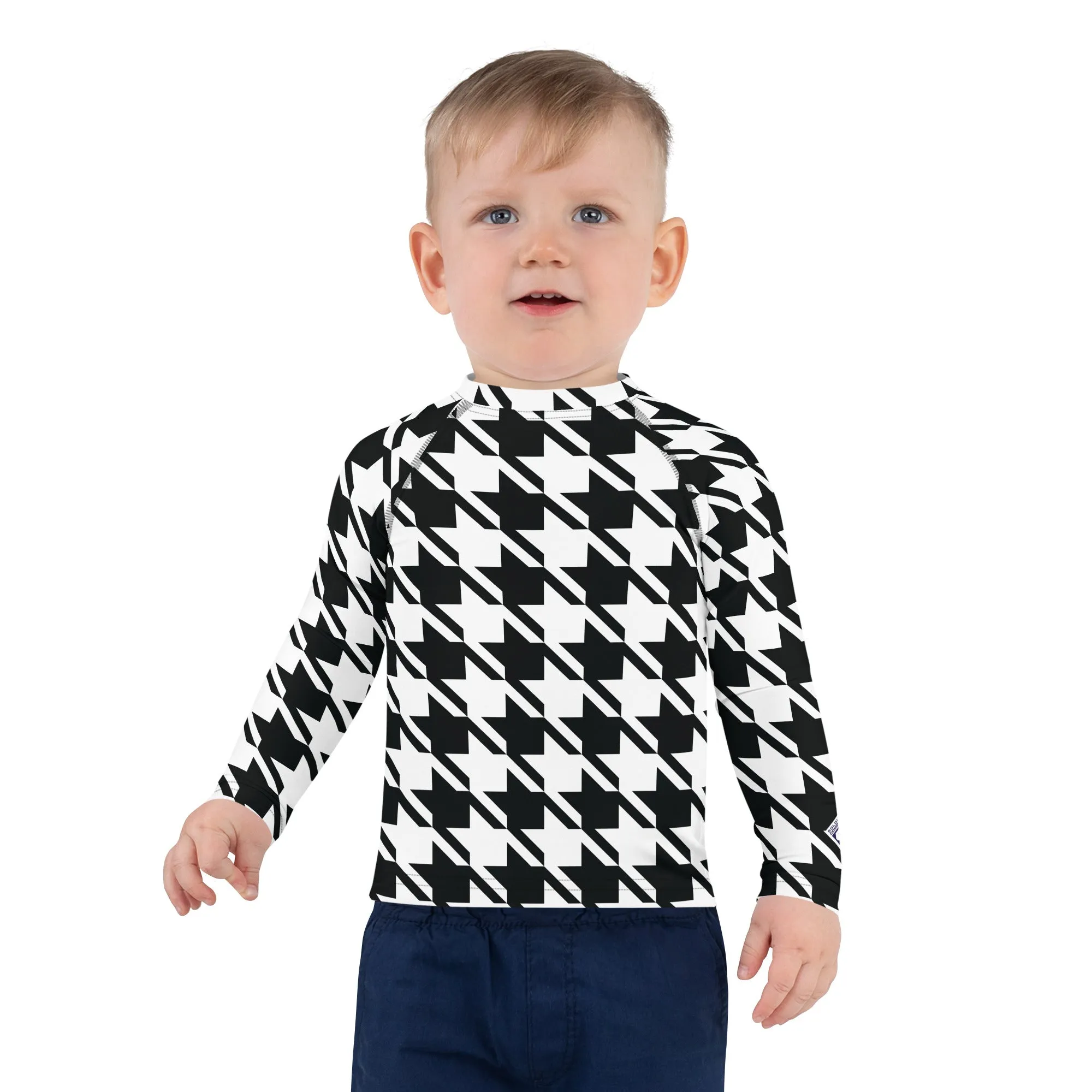 Ultimate Performance: Boy's Houndstooth Long Sleeve BJJ Rash Guard