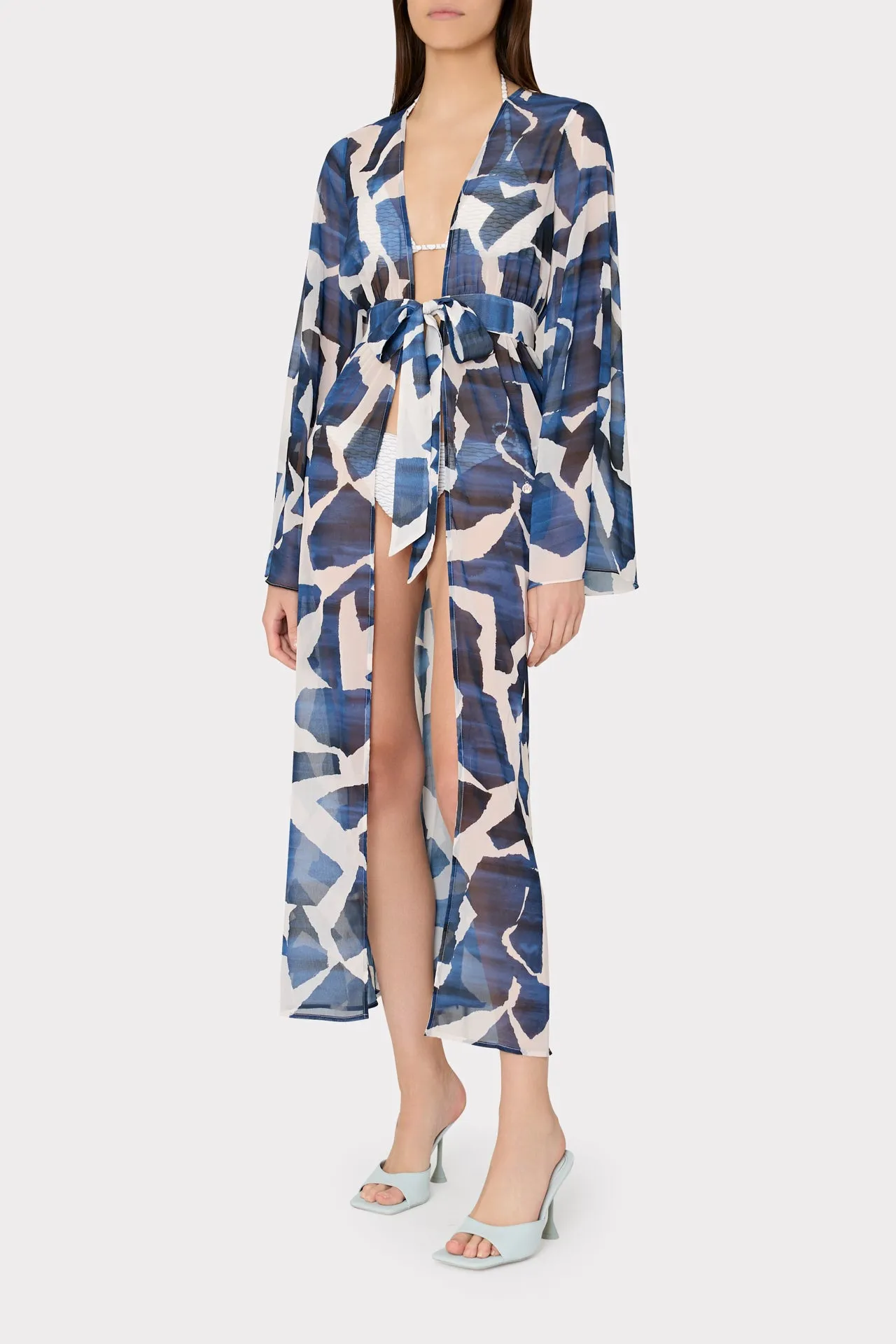 Vince Ocean Puzzle Chiffon Coverup Dress