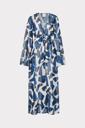 Vince Ocean Puzzle Chiffon Coverup Dress