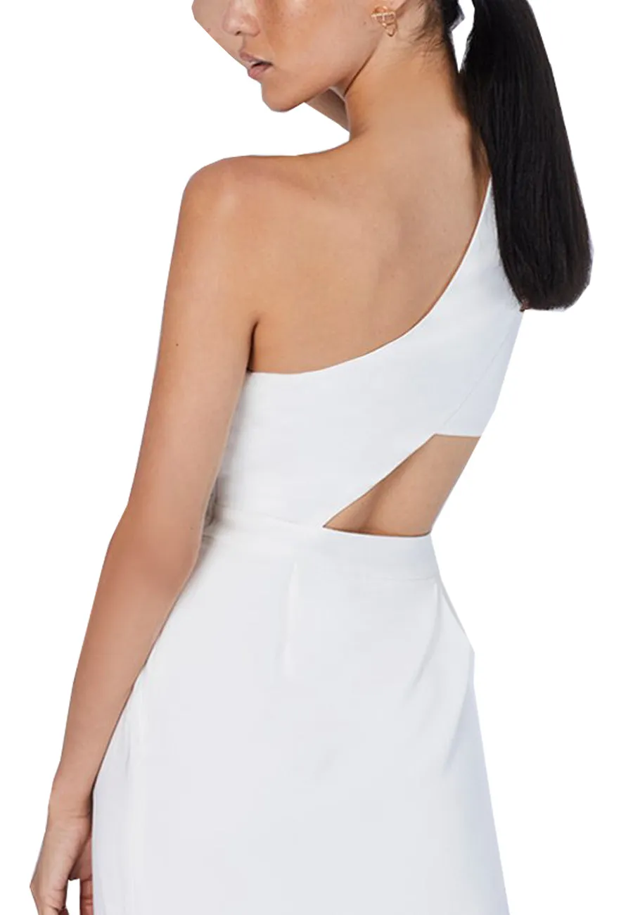 White Tien One Shoulder Cutout Maxi Dress