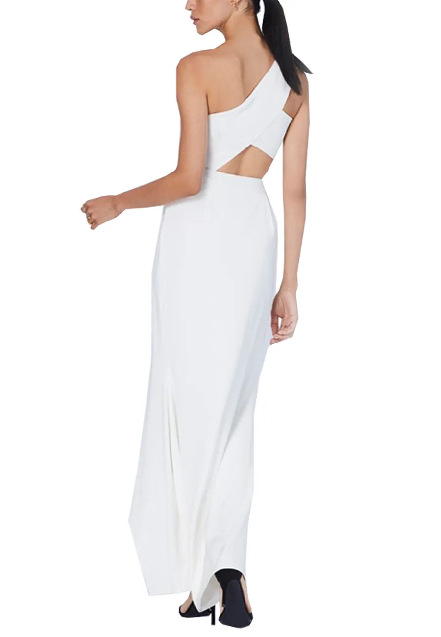 White Tien One Shoulder Cutout Maxi Dress