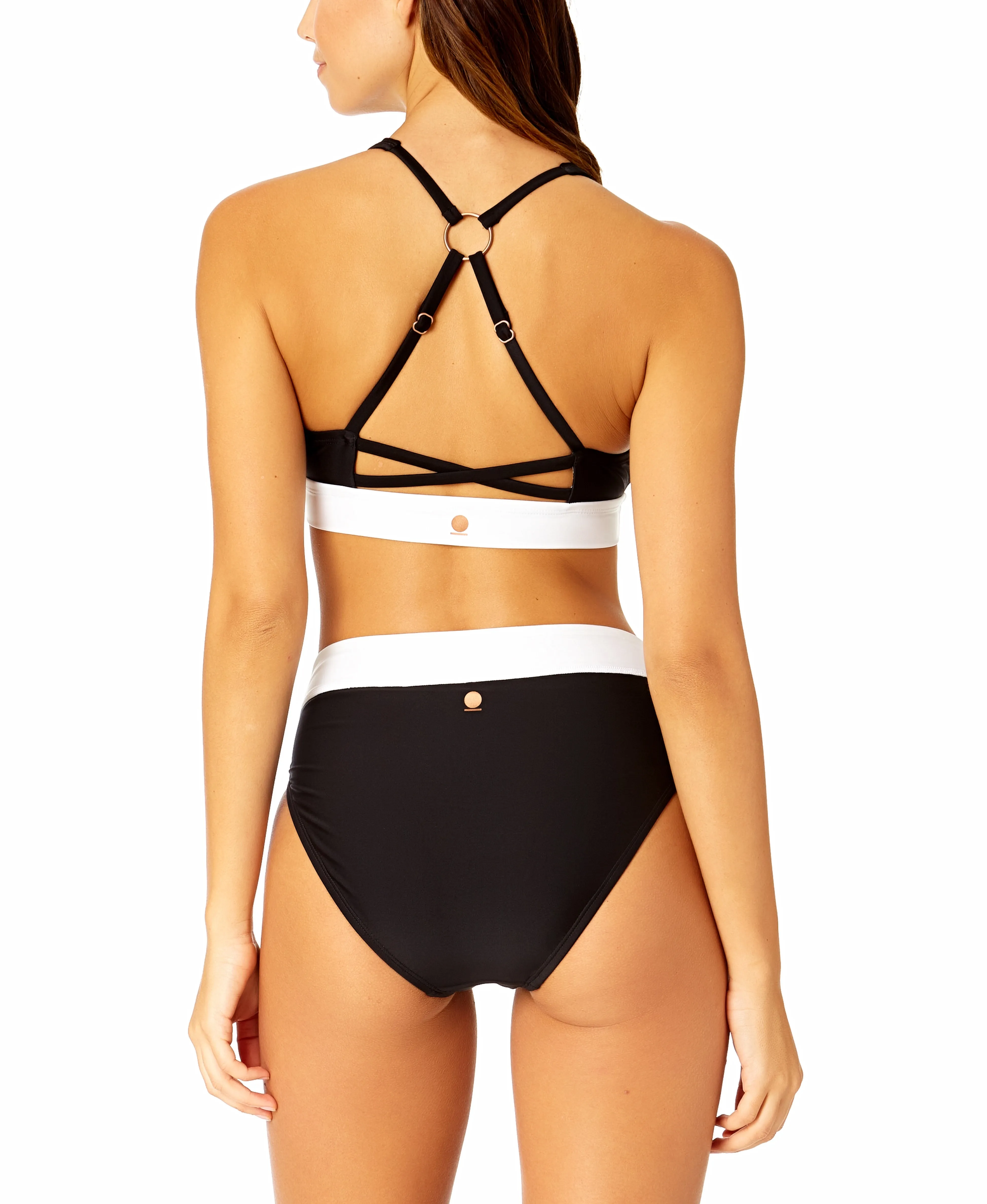 Women's Colorblock Zip Longline Bra Swim Top